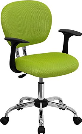 Flash Furniture H-2376-F-GN-ARMS-GG Mid-Back Apple Green Mesh Task Chair with Arms and Chrome Base