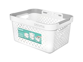 Sistema Stack 'n' Nest Basket-5.25 litre, White/Grey, 26.1 x 19.1 x 13.8 cm