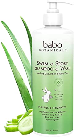Babo Botanicals Swim and Sport Shampoo and Wash Cucumber Aloe, 16 Ounce
