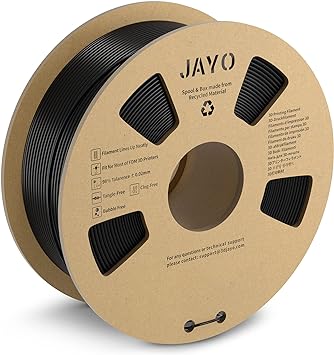 JAYO PLA  3D Printer Filament, PLA Plus Filament 1.75mm, 1.1KG Spool, PLA  Black, Enhanced Toughness Filament, Dimensional Accuracy  /- 0.02 mm