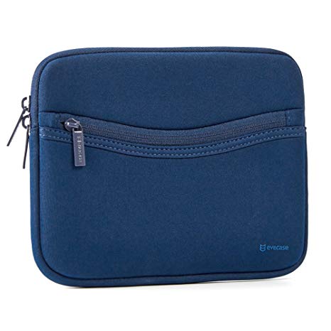 iPad Mini 4 Sleeve, Evecase Smile Padded Neoprene Zipper Carrying Sleeve Case Bag with Front Accessory Pocket for iPad Mini 4, 3, 2 / Android 7-8 inch Tablet Device - Navy Blue