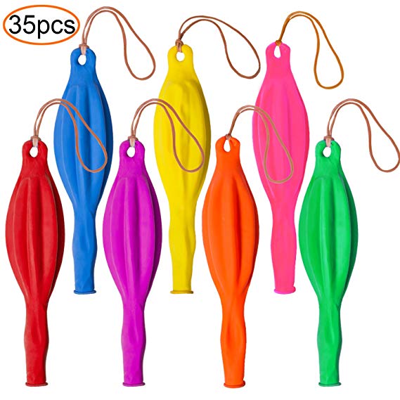 35 Assorted Color Punching Balloons, Punch Balls with Rubber Band Handle
