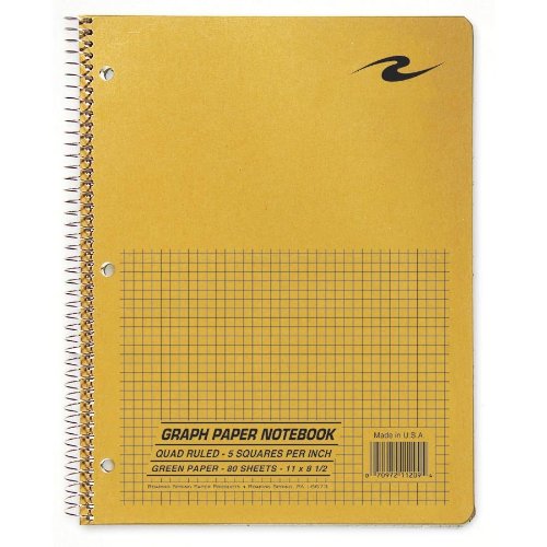 Roaring Spring Paper Products Graph Notebook, One Subject, 11 x 8.5 Inches, 80 Sheets, 5 x 5 Inches Graph Ruled, Assorted Color Covers (11209)