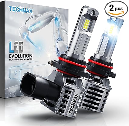 TECHMAX 9005 LED Fog Lights, HB3 LED Bulb w/Fan 600% Bright 20000LM 6500K Wireless Direct Insertion Plug and Play, Pack of 2