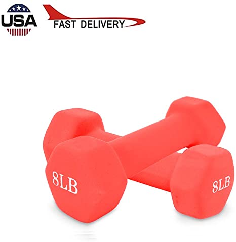 GBSELL Dumbbell Barbell Pair Set, Strength Training Weights, Matte Neoprene Coated Dumbbell Weights, Non-Slip Hexagon Shape Hand Weights Sets, for Muscle Toning, Strength Building, Weight Loss