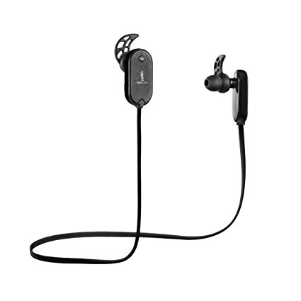 Neojdx Wingz 2 Bluetooth Headphones - Sweat Proof Fitness Stereo Earbuds Secure Fit Workout Athletic Wear Earphones - Wireless with Built-in Mic - Black