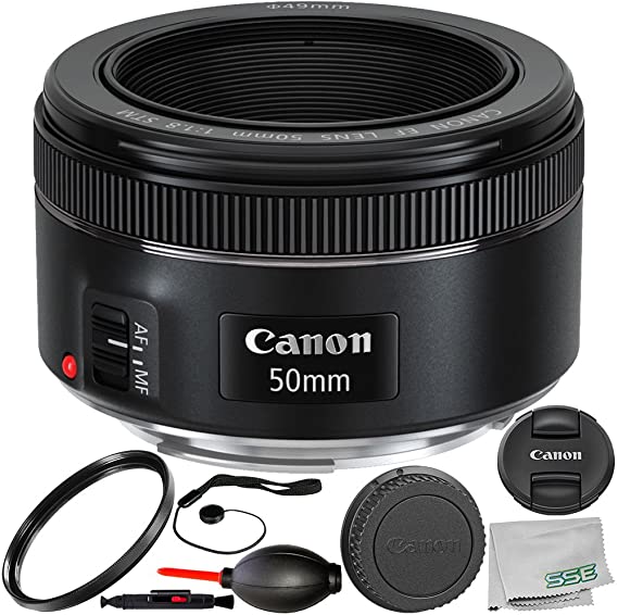 Canon EF 50mm f/1.8 STM Lens 8PC Accessory Bundle – Includes Manufacturer Accessories   UV Filter   Lens Cap Keeper   More – International Version