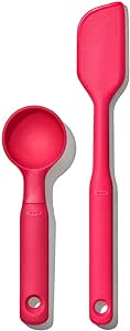 OXO Good Grips Medium Silicone Cookie Scoop & Small Spatula Set​, Medium Cookie Scoop & Small Spatula, Red