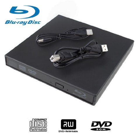 Slim External USB 2.0 Blue-Ray Disc Player, DVD CD RW Drive for Apple Macbook, Windows