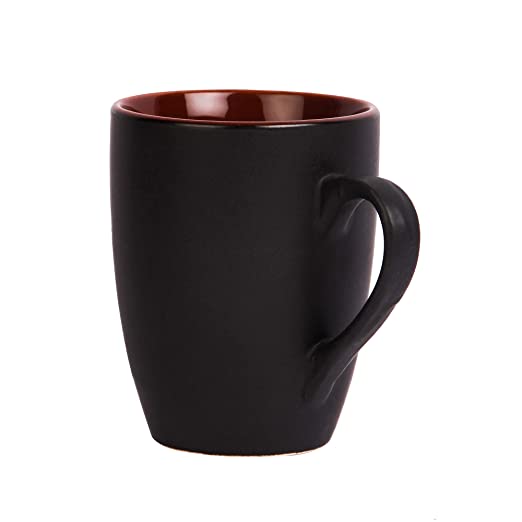Anwaliya Janus Tapered Ceramic Coffee Mugs, 250 ml, Set of 1, Black Matt (Color May Vary)