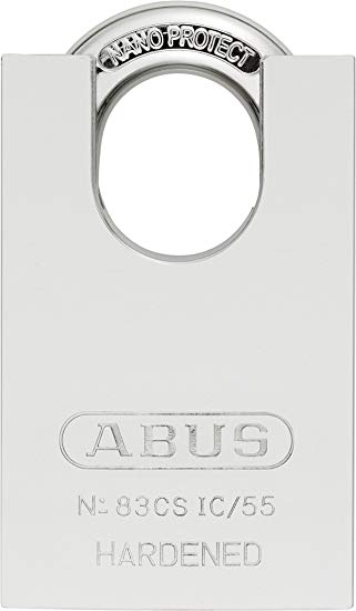 ABUS 83CS-IC/55 S2 SFIC Small Format Interchangeable Core Solid Steel Chrome Plated Rekeyable Padlock w/o core with 1.5 Inch Closed Shackle