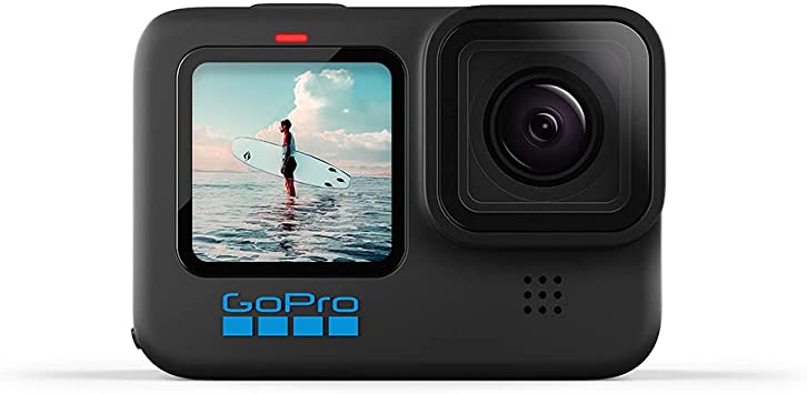 GoPro HERO10 Black - Waterproof Action Camera with Front LCD and Touch Rear Screens, 5.3K60 Ultra HD Video, 23MP Photos, 1080p Live Streaming, Webcam, Stabilization