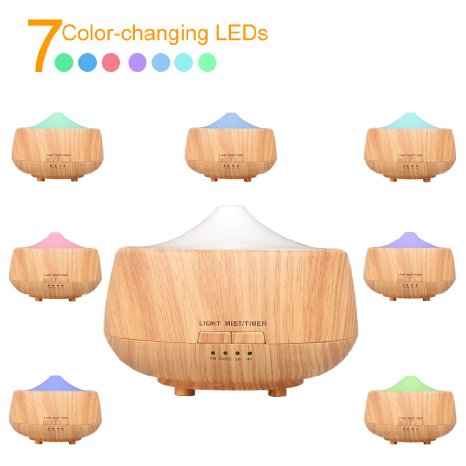 Jake & Rose 250ml Aroma Essential Oil Diffuser Cool Mist Air Humidifier with Timer Settings 7 Chaning Mood Lights for Bedroom, Yogo, Beauty Salon