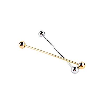 Yosoo Men Silver Gold Plated Tone Steel Collar Tie Pin Stud Barbell Bar Clip Clasp 6CM Brooch 4 Pcs