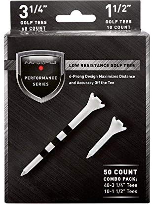 Maxfli Performance Series Low Resistance 3.25” & 1.5” White Golf Tees 50-Pack