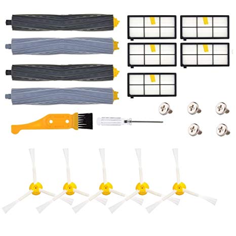 SHP-ZONE Replacement Parts for iRobot Roomba 860 880 805 860 980 960 Vacuums, With 5 Pcs Hepa Filter, 5 Pcs 3-ArmedSide Brush, 2 Set Tangle-Free Debris Rollers