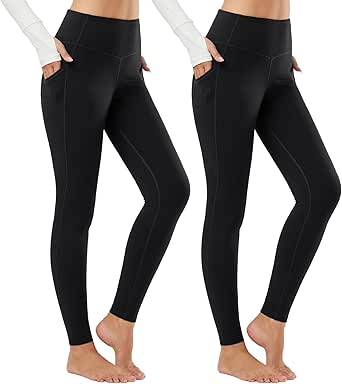 BALEAF Women's Fleece Lined Leggings Thermal Warm Winter Tights High Waisted Yoga Pants Cold Weather with Pockets