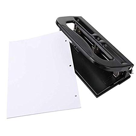 Heavy-Duty Adjustabl 11/40 2-3 Hole Punch, Low Force, 35 Sheets Punch Capacity Black Integrated Paper Guide for Hole Punching Consistency