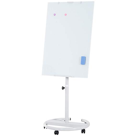 Vinsetto 28"x40" Magnetic Height Adjustable Rolling Whiteboard Easel with Wheels