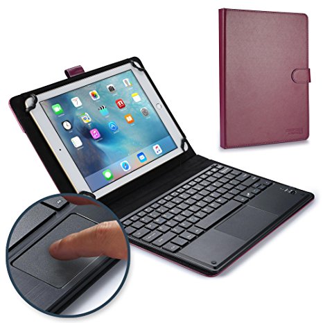 Nokia Lumia 2520 keyboard case, COOPER TOUCHPAD EXECUTIVE 2-in-1 Wireless Bluetooth Keyboard Mouse Leather Travel Cases Cover Holder Folio Portfolio   Stand Nokia Lumia 2520 (Purple)