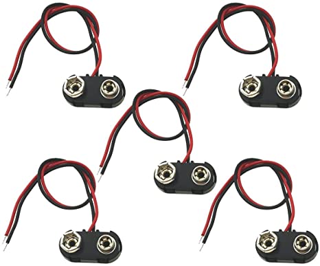 5Pack 9V Battery Snap Connector 9 Volt Battery Clips Connector Buckle Plastic Housing, T-type