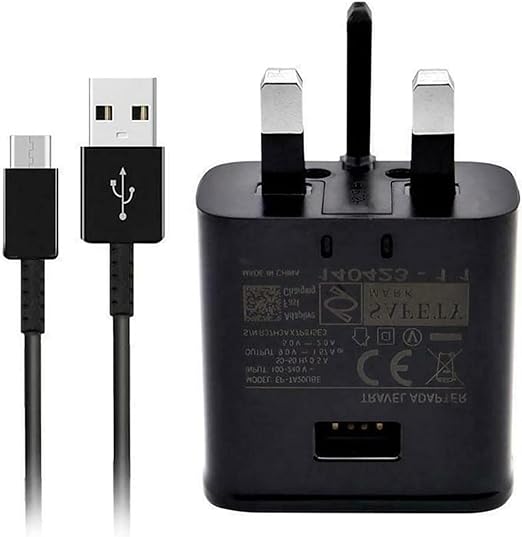 2A Fast Adaptive Mains Charger for Samsung. Adapter Plug Genuine With 1.5M USB to TYPE-C Cable For Samsung S20,S10,A3(2017),A5(2017), A7(2017) A8(2018) and Compatible to All Other Samsung Devices.