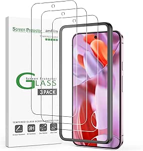 amFilm Designed for Google Pixel 9 Pro XL 6.8" 2024 Screen Protector Tempered Glass,Ultrasonic Fingerprint Compatible, with Easy Installation Frame, Anti Scratch, Bubble Free, Case Friendly, 3 Pack