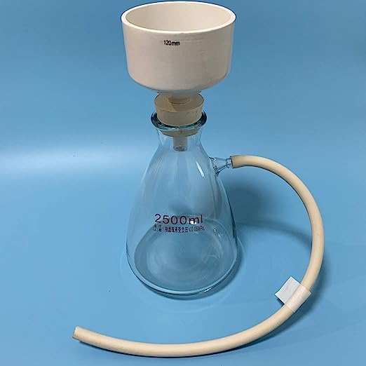 2500ml Filtering Flask with120mm OD Porcelain Buchner Funnel, Heavy Wall Flask, 0.06Mp Vacuum Suction Filter