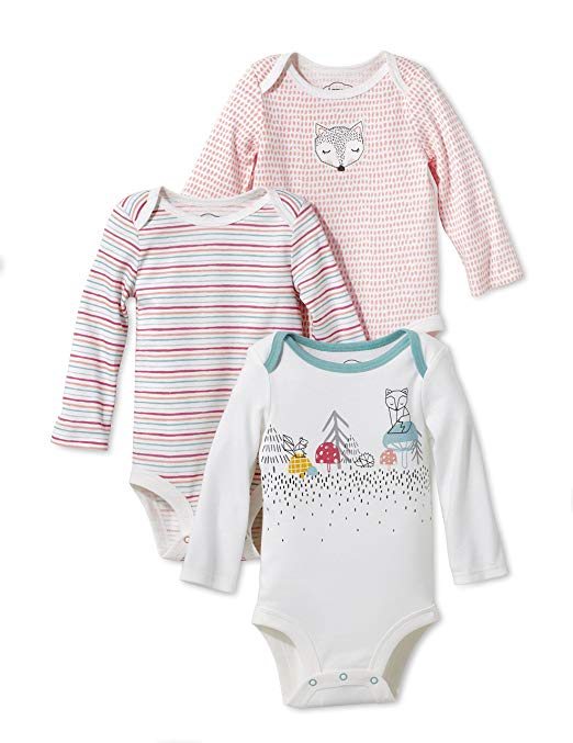 Lamaze Baby Organic 3 Pack Longsleeve Bodysuits,