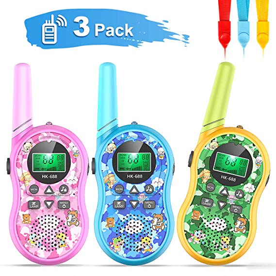Walkie Talkies, Romanda 3 Pack Kids Walkie Talkies Toys for 3-12 Year Old Boys and Girls, 22 Channels Radios Outdoor Adventure Toy 3 KM Range with Flashlight, Best Gifts Toys for Kids Birthday Christm