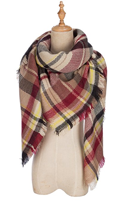 VIISHOW Winter All-match Warm Plaid Blanket Best Gift Scarf Oversized Shawl Cape