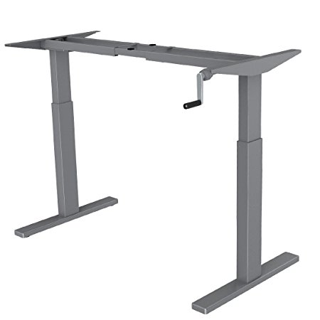 Flexispot Manual Crank 48" Height Adjustable Sit Stand Desk Frame Only (Grey)