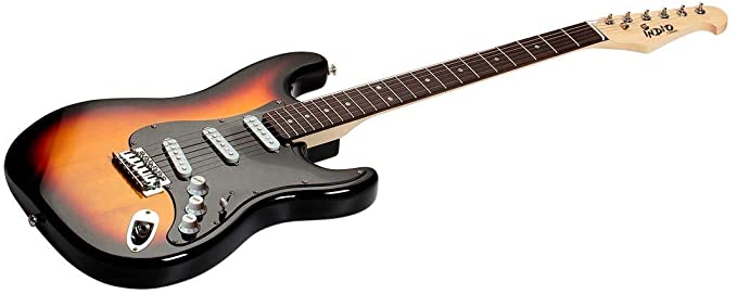 Monoprice Cali Classic Electric Guitar - Sunburst, 6 Strings, Double-Cutaway Solid Body, Right Handed, SSS Pickups, Full-Range Tone, With Gig Bag, Perfect for Beginners - Indio Series