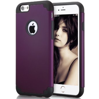 iPhone 6s CaseiPhone 6 Case47inchby AilunSoft Interior Silicone BumperampHard Shell Solid PC BackShock-AbsorptionampSkid-proofAnti-Scratch Hybrid Dual-Layer Slim CoverPurple