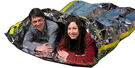 Grizzly Gear Emergency Survival Mylar Thermal 2 Person Sleeping Bag - Accommodates 2 Adults - 64" X 87"- by