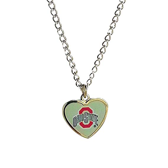 NCAA Ohio State Buckeyes Team Logo Heart Shaped Pendant Necklace