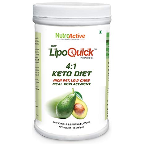 Nutroactive Lipoquick Keto Diet Meal Replacement Low Carb Weight Loss Products - 454 Gm