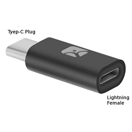 Lightning Female to USB Type-C Male Adapter, black, pack of 2