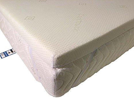 Luxury Double | 4" Thick | Orthopaedic Hypoallergenic Memory Foam Mattress Topper | with Quality 2 way stretch Knitted Cover With Elasticated Corner Straps (4FT6" | 75" x 54" | 190cm x 137cm)