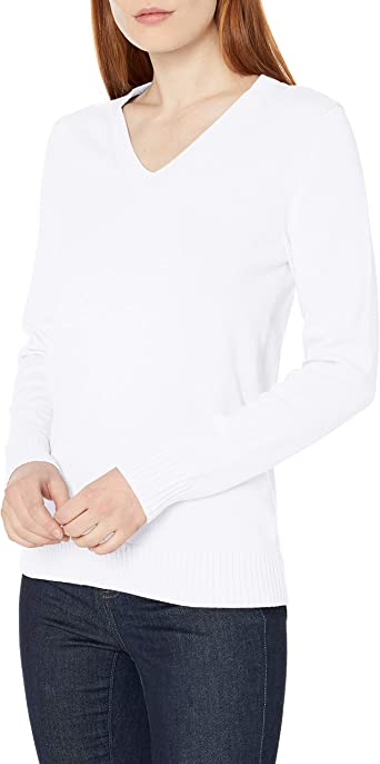 Amazon Essentials Women's Standard 100% Cotton V-Neck Sweater