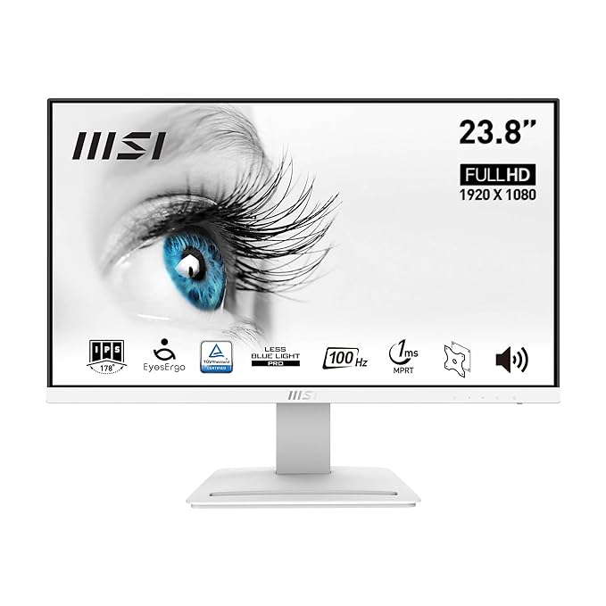 MSI PRO MP243XW 23.8 Inch 1920 x 1080 Full HD Monitor: Crisp Visuals, Ergonomic Design, Blue Light Reduction, Seamless Connectivity