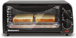 Elite Gourmet 2-Slice Toaster Oven Plastic,Aluminum,Glass Black