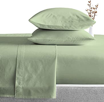 Luxury Hotel Collection Bedding Sheets Set 15" Deep Pocket 4 Piece 100% Egyptian Cotton 800 Thread Count - Smooth & Soft Sateen Weave - Queen Size, Sage Solid