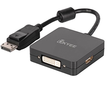 VGA HDMI DVI DisplayPort Adapter Converter 3-in-1 , UKYEE DP to DVI-i HDMI VGA Adapter 1080P Male to Female Spplitter for Dell HP Lenovo Asus HDTV（Display Port to DVI HDMI VGA Converter