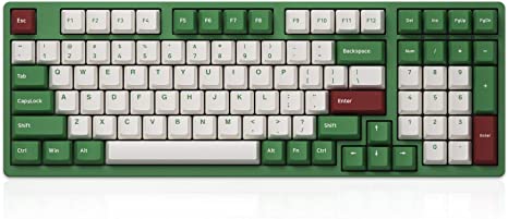 Akko 98-Key 1800 Compact Wired Mechanical Gaming Keyboard, Matcha Red Bean Themed Programmable Green Keyboard,  PBT Doubleshot Keycaps and Anti-Ghosting (Gateron Pink Linear Switch)