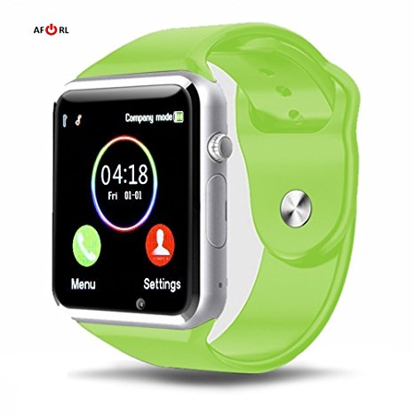 Amazingforless Bluetooth Touch Screen Smart Wrist Watch Phone with Camera (Green)