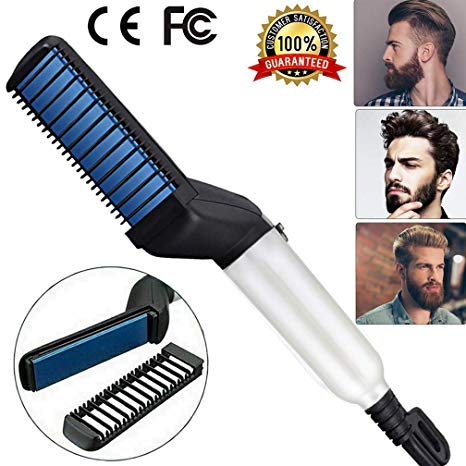 Beard Straightener Brush For Men,BEENLE Electric Heat Beard Straightener and Hair Straightener, Multifunctional Beard and Hair Straightening Brush Comb