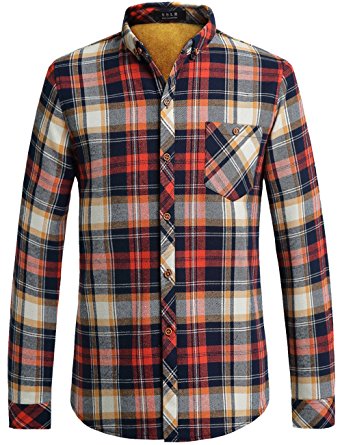 SSLR Men's Flannel Check Straight Fit Fleece Shirt