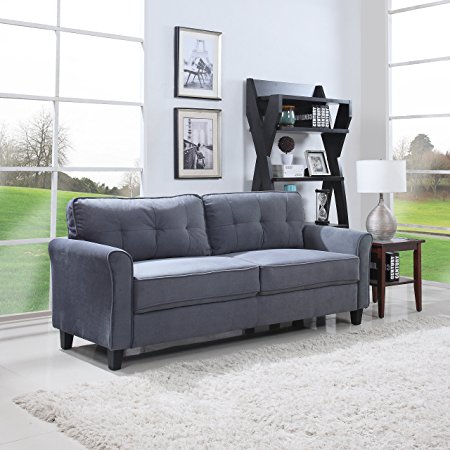 Classic Ultra Comfortable Brush Microfiber Fabric Living Room Sofa (Dark Grey)