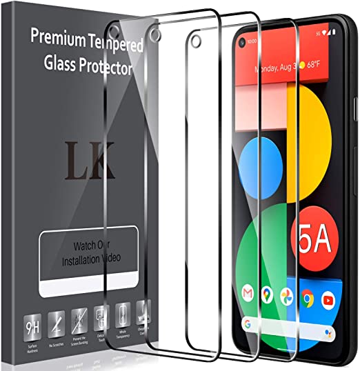 3 Pack LK Screen Protector for Google Pixel 5a 5G 6.3-inch, Not Fit for Google Pixel 5, Tempered Glass 9H Hardness, Case Friendly, HD Clear, Anti Scratch